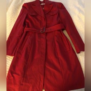 Ladies Kenneth Cole New York Cherry Red belted trench coat
